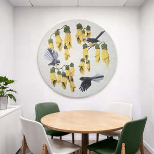 Fantails in Kowhai Acoustic Wall Art