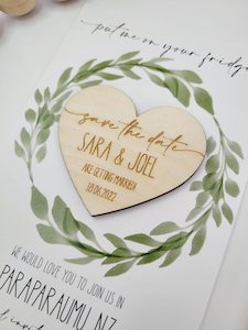 Custom Wooden Save the Date Magnets, Handmade in NZ - Yours+Mine