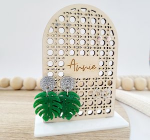Products: Small Rattan Personalised Earring Stand - Yours+Mine