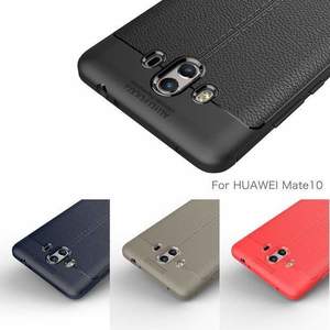 Huawei Phone Case: Auto Focus Litchi Texture Silicone TPU Back Cover