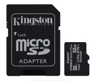 Flash Drive: Kingston 32GB microSDHC Canvas Select Plus CL10 UHS-I Card + SD Adapter, up to 100MB/s read SDCS2/32GB