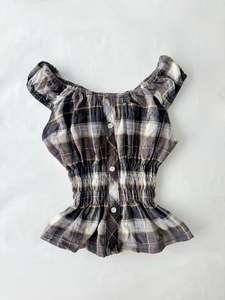 00’s Milkmaid plaid top | Size 8-10
