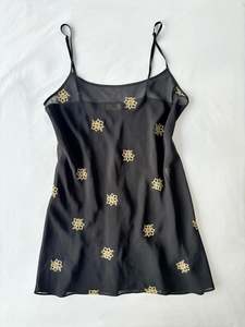 90’s Gold embroidered slip dress | Size 12