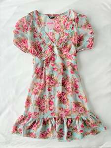 00’s Silk floral tie mini dress | Size 10