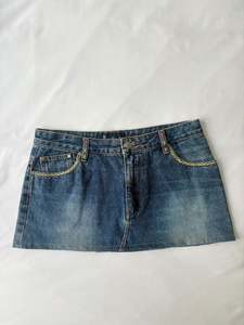 00’s Neon stitch denim skirt | Size 10