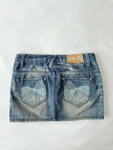 00’s Bow embroidered denim skirt | Size 8