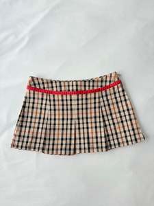 00’s Tan plaid pleated mini skirt | Size 6