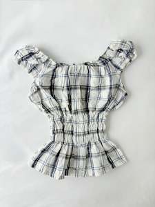 Cinched Shirts: 00’s Milkmaid blue plaid top | Size 10-12