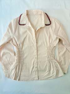 Cinched Shirts: 00’s Ribbon long sleeve cinched shirt | Size 12-14
