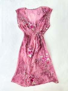 90’s Berry pink silk midi dress | Size medium