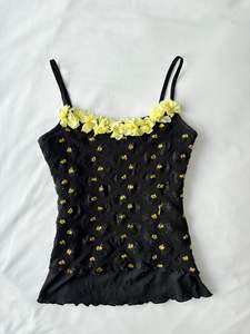 Sale: 00’s Yellow floral lace cami | Size 8