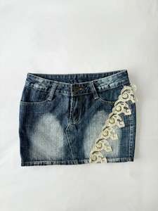 00’s Lace denim mini skirt | Size 10