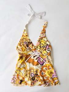 Frontpage: 00’s Orange halter floral top | Size 8