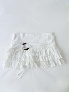 00’s White ruffle mini skirt | Size 8-10
