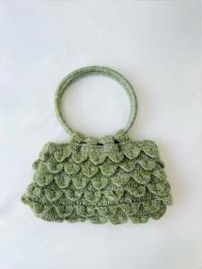 Scalloped green bag