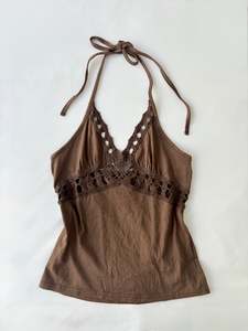 Frontpage: 00’s Brown crochet halter top | Size medium
