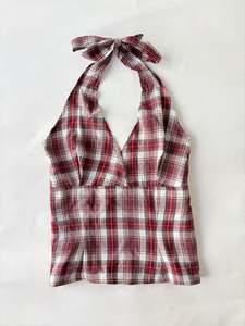 00’s Red plaid halter tank | Size 10-12