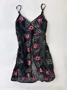 Dress: 00’s Embroidered split front dress | Size 10