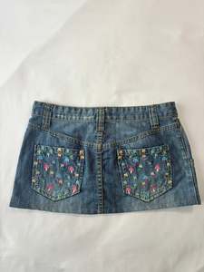 00’s Mushroom denim mini skirt | Size 10