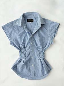 00’s Blue gingham cinched shirt | Size 12