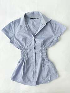 Cinched Shirts: 00’s ONLY blue cinched shirt | Size 10