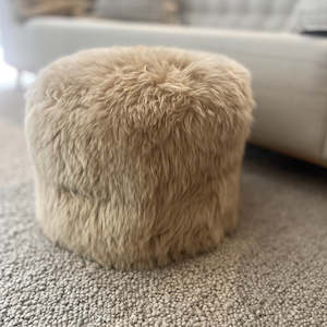 Classic NZ Long Wool Sheepskin Ottoman
