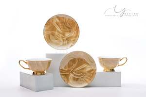 Sets For Two: The Silk Road Series Yellow Teacups & Saucers For Two