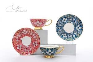 Sets For Two: Love Letter Among Flowers Teacups & Saucers For Two