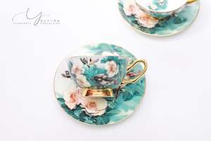 Sets For Two: Realistic Depiction Of Flowers And Cuckoo Teacups & Saucers Sets for Two
