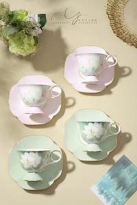 Sets For Two: Fresh and Elegant Lotus Flower Teacups & Saucers Sets for Two