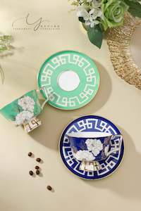 Exquisite Peony Flower Teacups & Saucers Sets for Two