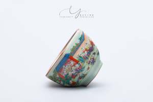 Chinese Tradition Hexagonal Tea Bowl - Hundred Children Celebrating Longevity Painting
