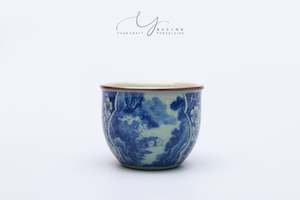 Traditions: Chinese Traditional Landscape KungFu Teacup with Ice Crackle Pattern