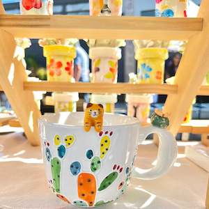 Mugs 1: Handmade Cactus Super Large Mug with Cat Spoon