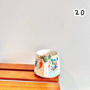 Handmade Cactus Mug with Cat Spoon