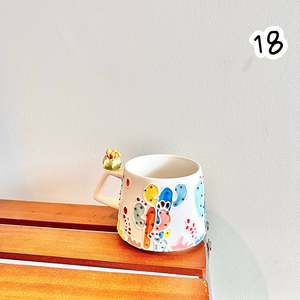 Handmade Cactus Mug with Cat Spoon