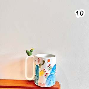 Handmade Cactus Mug with Cat Spoon