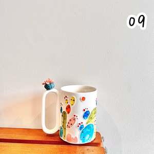 Handmade Cactus Mug with Cat Spoon