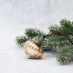 Allchristmas: Glass Ribbed Lantern Bauble | Gold | Medium