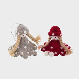 Felt Decoration | Doll with spots | Red