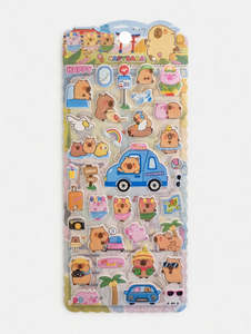 All: Capybara Happy Travels Puffy Sticker Sheet