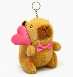 Bownot Pink Heart Capybara Keychain Plush