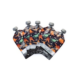 Swish Reusable Food Pouches 140ml Dinosaur - 5 Pack