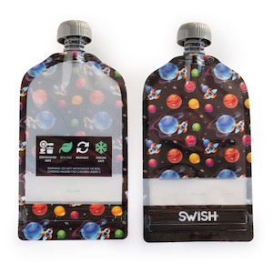Swish Reusable Food Pouches 140ml Space - 2 Pack
