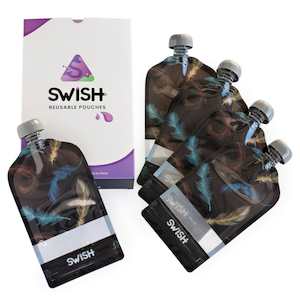 Swish Reusable Food Pouches 140ml Feathers - 5 Pack