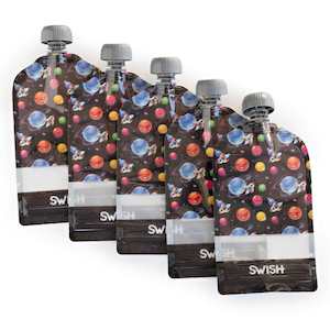 Swish Reusable Food Pouches 140ml Space - 5 Pack