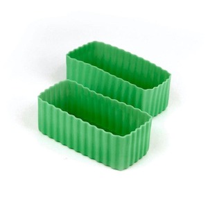 Medium Green Silicone Bento Rectangle Cups 2 Pack
