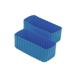 Medium Blue Silicone Bento Rectangle Cups 2 Pack for lunchboxes and baking