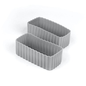Grey Silicone Bento Rectangle Cups 2 Pack for lunchboxes and baking