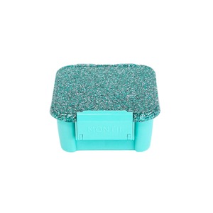 Snack Boxes: Turquoise Glitter Leakproof Bento Style Kids Snack Box - 2 Compartment
